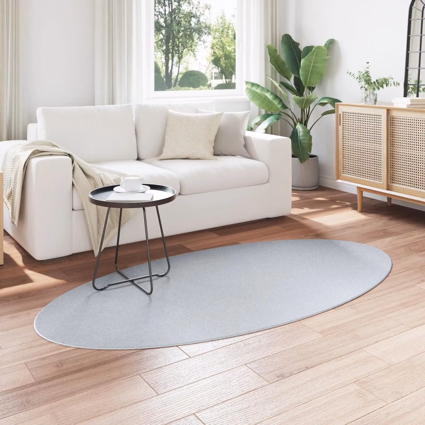 Berkfield Home Grey Wool Oval Contemporary Area Rug, W: 200 cm, D: 100 cm – 2