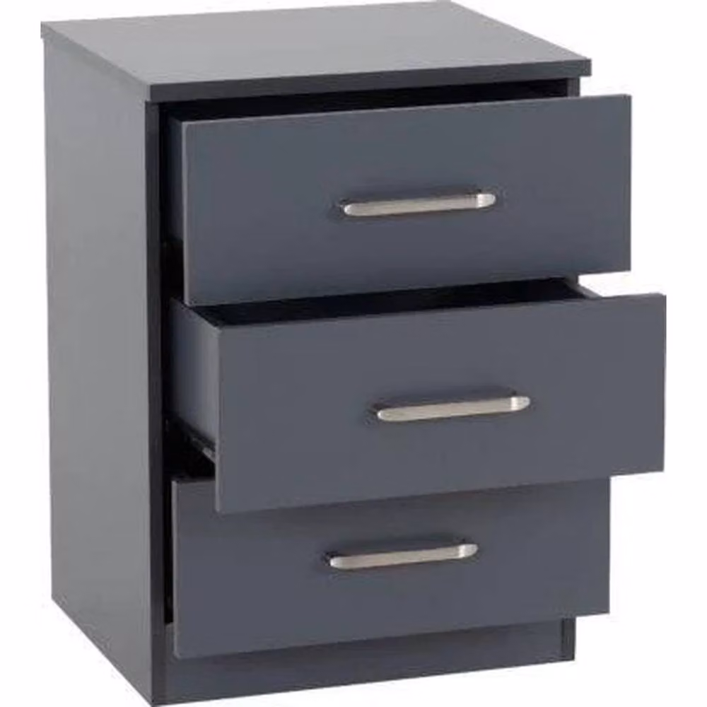 FORGEVIO Modern 3 Drawer Bedside Storage Unit in Dark Grey – 2