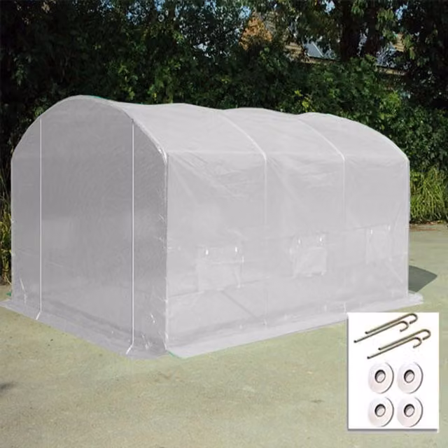 Crocodile Trading Ltd Pro Max Poly Tunnel Greenhouse with Anchor Kit, Green and White, W: 4 m, D: 3.5 m