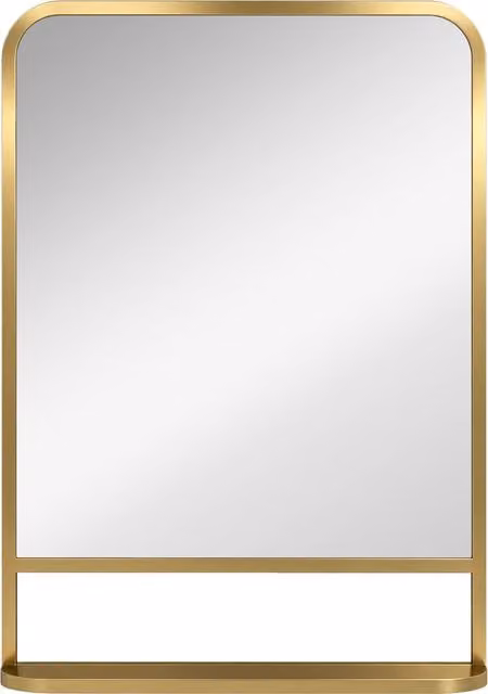 HOMCOM Modern Rectangular Wall Mirror with Storage Shelf, Gold Tone, W: 70 cm, H: 50 cm – 1