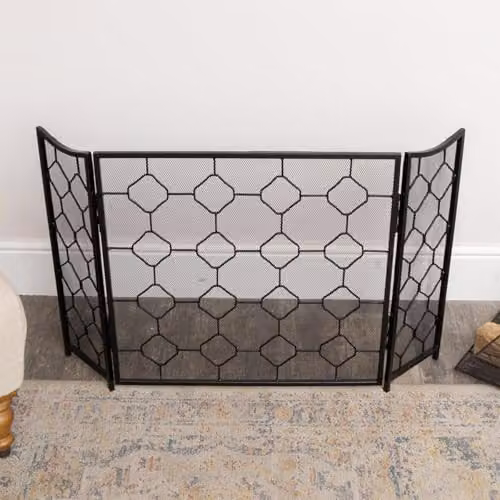 Melody Maison Black Geometric Metal Fire Screen, H 106 cm x W 62.5 cm – 5