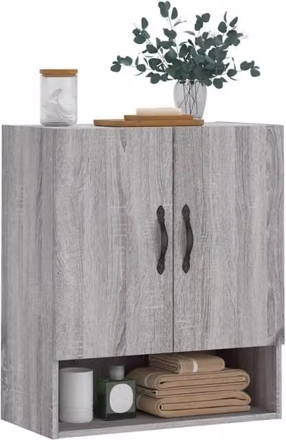 Berkfield Home Wall Mounted Cabinet in Grey Sonoma, W/D/H: 60 x 31 x 70 cm – 1