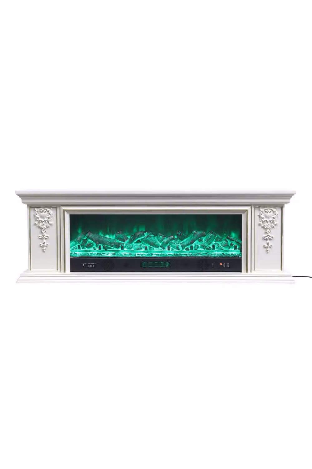 Living and Home Gold and White Natural Resin Carved Craftsman TV Stand with Adjustable Flame Electric Fireplace and Remote Control W: 180 cm, H: 60 cm – 4