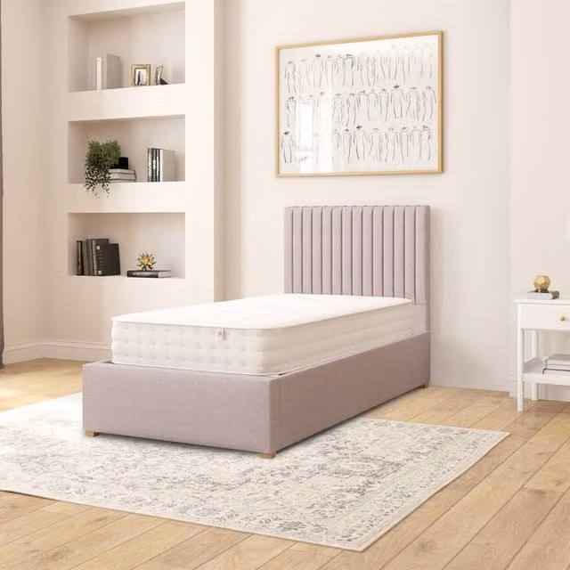 Aspire Grant Fabric Ottoman Storage Bed in Grey Eire Linen, Single W/D/H: 90 x 190 cm