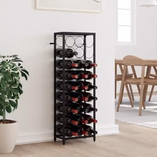 vidaXL Black Wrought Iron Wine Rack for 27 Bottles, W/D/H: 34 x 18 x 100 cm – 2