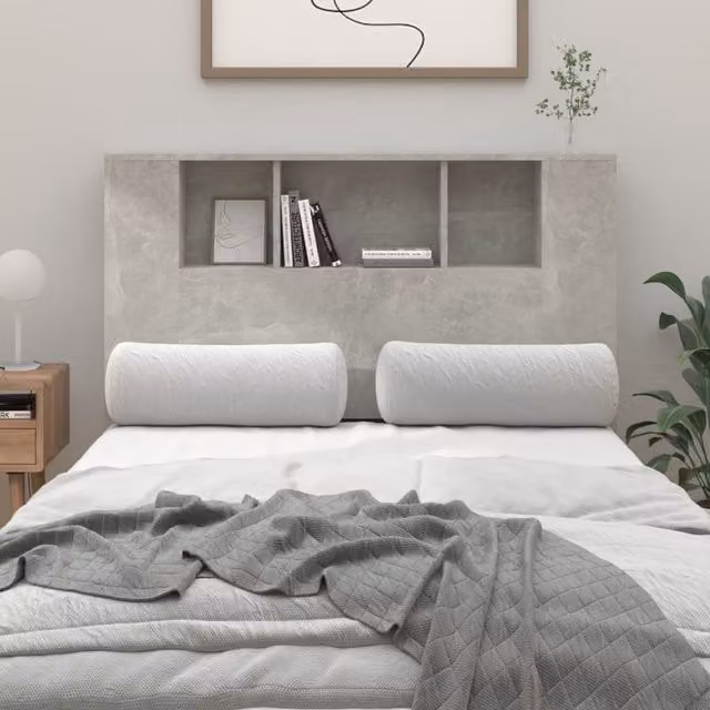 Berkfield Home Modern Wall Mount Headboard Cabinet with Integrated Shelf, Grey, W: 120 cm, D: 18.5 cm, H: 104.5 cm