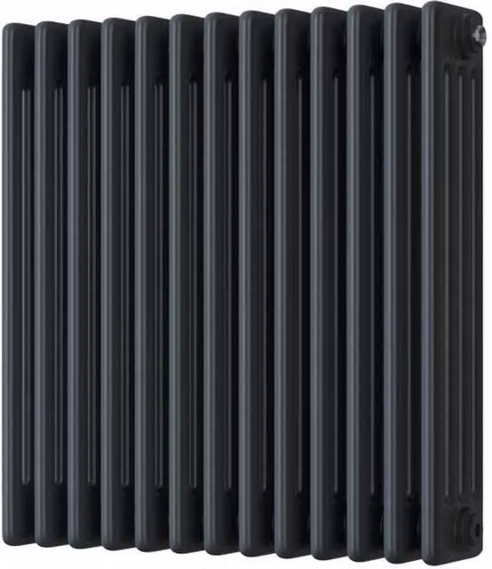 UK Radiators Alpha 4 Column Horizontal Traditional Cast-Iron Style Radiator in Anthracite Grey, W: 592 mm, H: 600 mm – 1