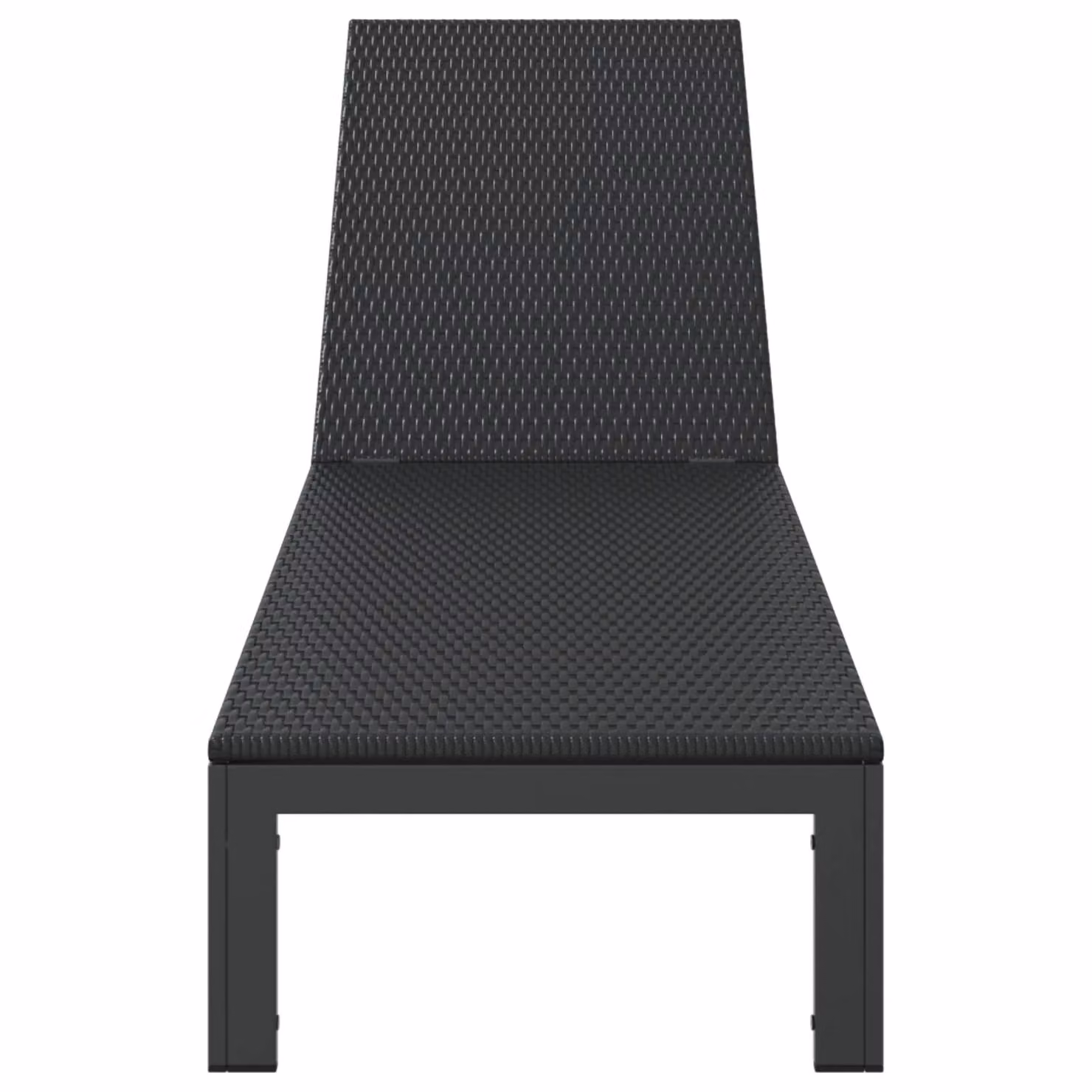 Berkfield Home Black Poly Rattan Sunbed with Wheels – 3