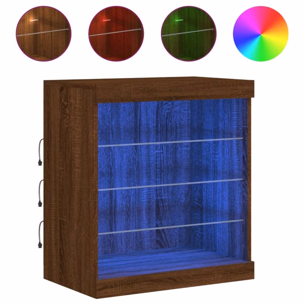 Berkfield Home Modern Sideboard with Integrated LED Lights in Brown Oak, W/D/H: 60.5 x 37 x 67 cm – 3