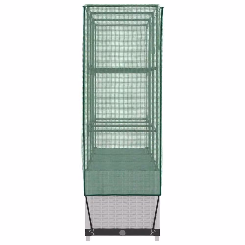 Berkfield Home Raised Bed with Greenhouse Cover in White Rattan Look, W/D/H: 120 x 40 x 138 cm – 3