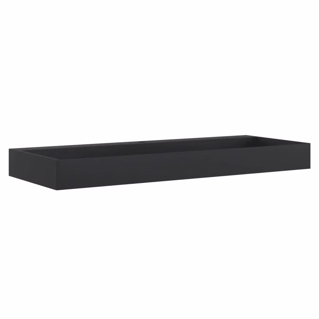 Berkfield Home Rectangular Mineral Cast Countertop Wash Basin in Matt Black, W/D/H: 120 x 46 x 11 cm – 2