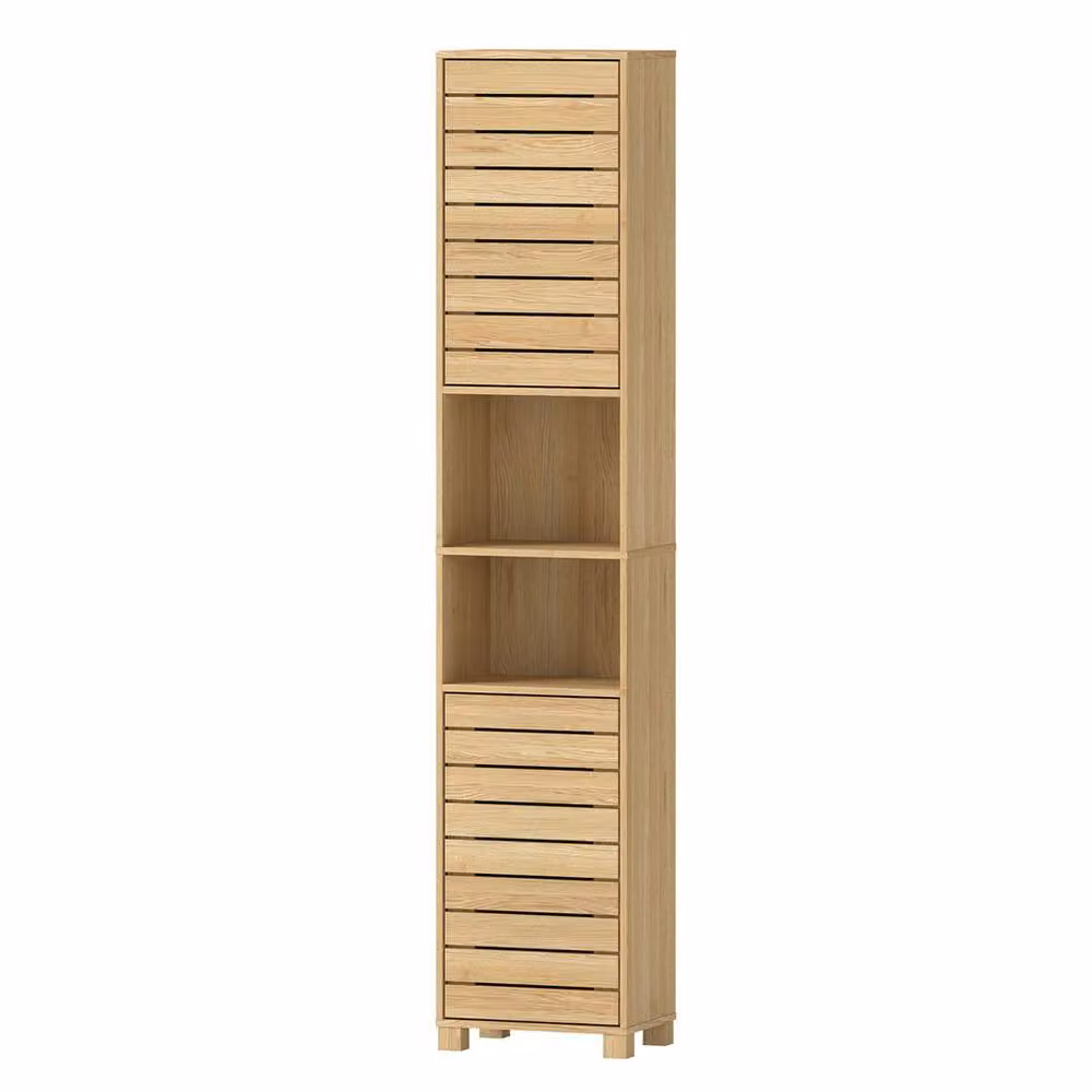 Levede Modern Brown Oak Freestanding Bathroom and Hallway Storage Cabinet with Adjustable Internal Shelves and Hinged Doors – 2