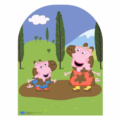 Star Cutouts SC822 Peppa Pig and George Muddy Puddle Freestanding Cardboard Child Stand-In Photo Prop for Kids Birthday Parties and Events, Multicolour – 1