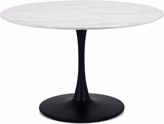 Julian Bowen Holland Round White Marble and Black Pedestal Dining Table