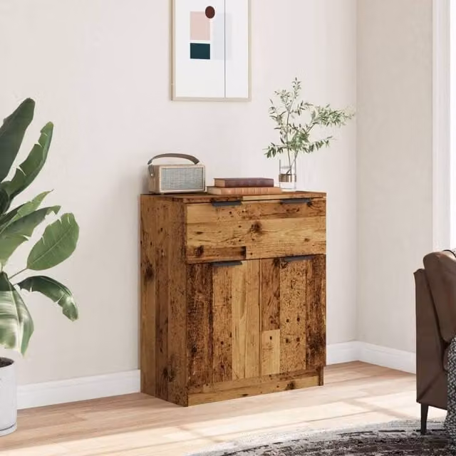Berkfield Home Rustic Old Wood Sideboard in Brown, W/D/H: 60 x 30 x 70 cm