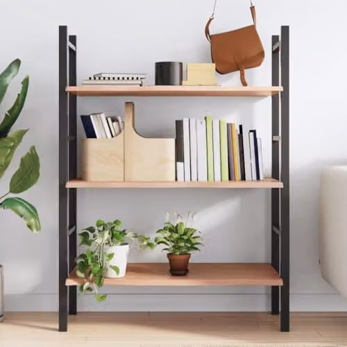 vidaXL Rustic Oak Wall Shelf, Brown, W: 100 cm, D: 50 cm, H: 2 cm – 3