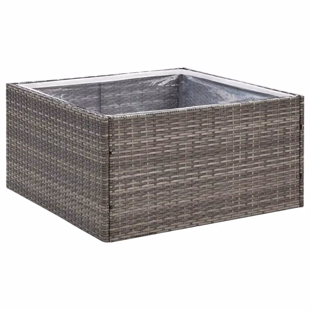 Berkfield Home Grey Poly Rattan Garden Planter Tub W/D/H: 80 x 80 x 40 cm – 2