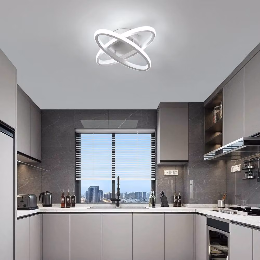 Goeco Modern Oval LED Ceiling Light, 27W, White Aluminium, 6500K Cool White – 2