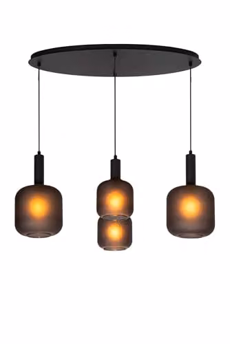 Lucide Eloise Dimmable Adjustable Modern Pendant Light in Black with Transparent Glass – 1