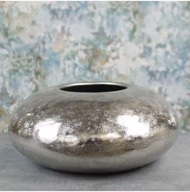 KDMD Mayfair Pebble XL Indoor Tabletop Planter in Silver and Bronze Metal