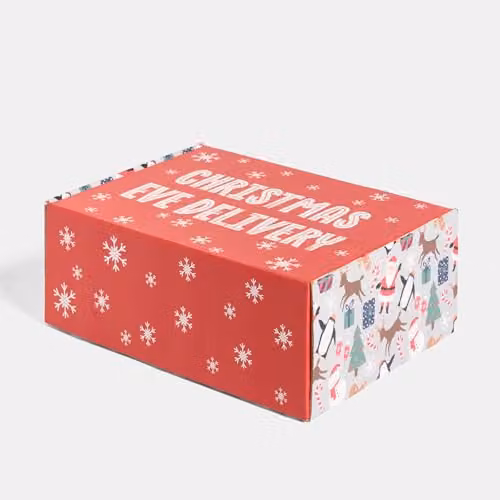 OHS Reusable Christmas Eve Gift Box in Red and Grey Paper, W/D/H: 33 x 12 x 12 cm – 3