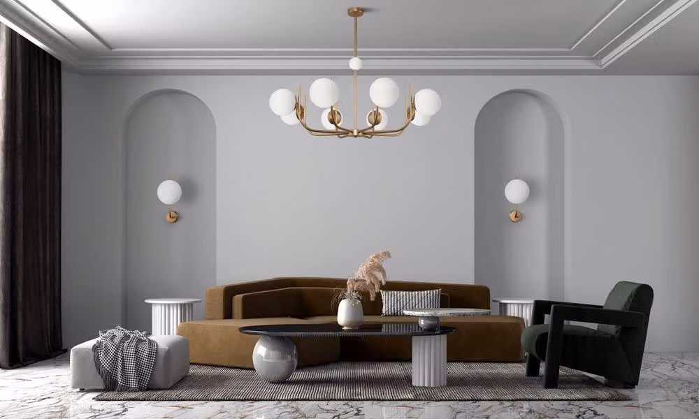 Netlighting Modern Rendez vous 8 Light Brass and Glass Pendant Ceiling Light in Gold/Brass with White Glass Shades – 2
