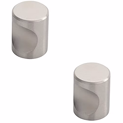 Loops 2 Pack Brushed Stainless Steel Cylindrical Cupboard Door Knobs in Silver