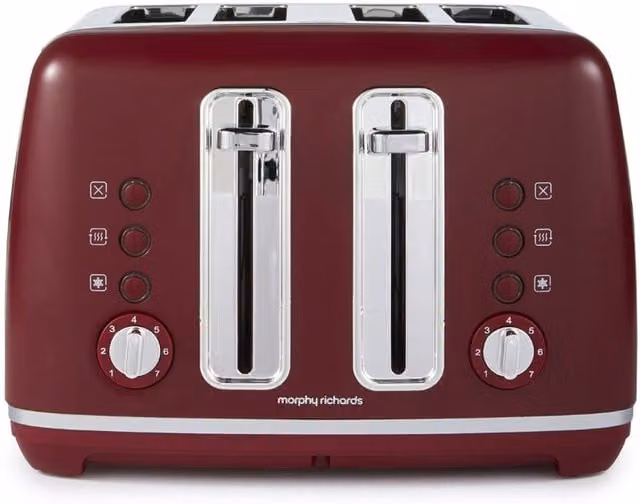 Morphy Richards Accents 4 Slice Toaster in Rhubarb Red, Purple and Pink