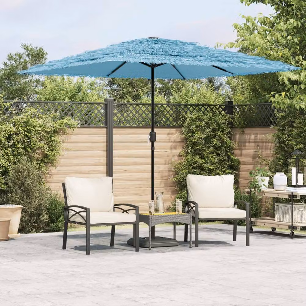 Berkfield Home Durable Garden Parasol with Steel Pole, Blue, W/D/H: 248 x 248 x 248 cm – 2