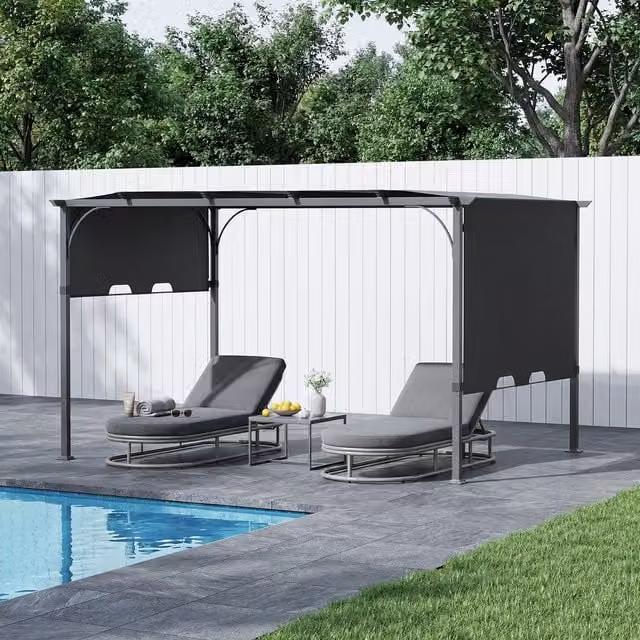 Breeins Garden Pergola with Adjustable Canopy in Black