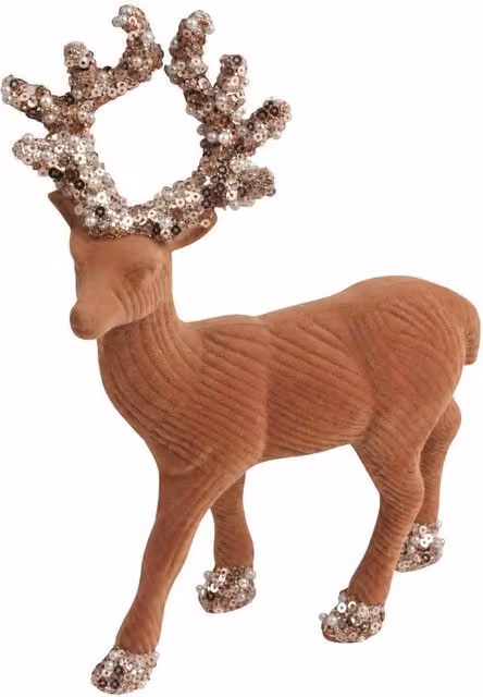 Shatchi Brown Velvet Christmas Reindeer Figurine, Height: 20 cm – 1