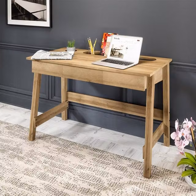 Teknik Office Ithaca Writing Desk in Riviera Oak Effect Brown