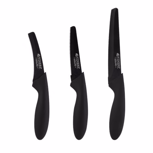 Viners Assure 3 Piece Stainless Steel Prep Knife Set with Paring and Utility Knives in Black – 1