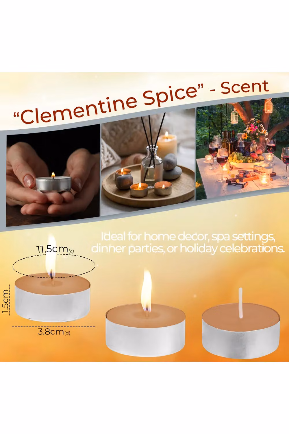 Deco Express Clementine Spice Scented Tealight Candles, 25 Pack, Beige – 7