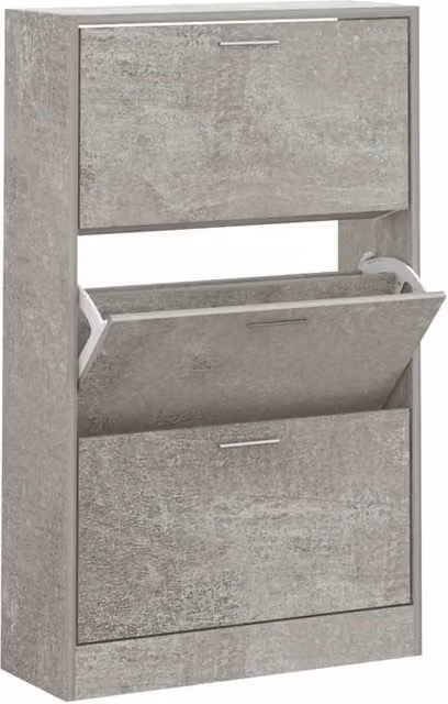 Berkfield Home Concrete Grey Shoe Cabinet with Tilting Compartments, W/D/H: 63 x 24 x 103 cm – 1
