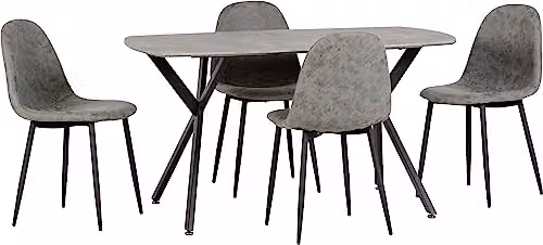 Seconique Athens Set of 2 Grey Faux Leather Dining Chairs – 3