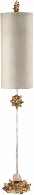 Loops Table Lamp with Cylindrical Fabric Shade in Gold and White with E27 LED Bulb Compatibility