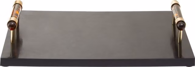Orsina Roma Rectangular Tortoise Shell Tray with Handles in Black – 1