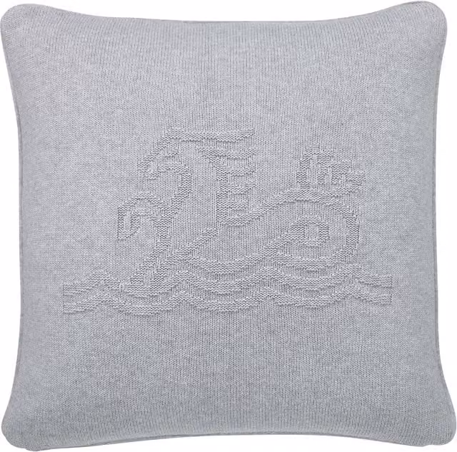 Bedeck of Belfast Signature Knit Cotton Cushion, Silver, W/D/H: 45 x 45 x 45 cm