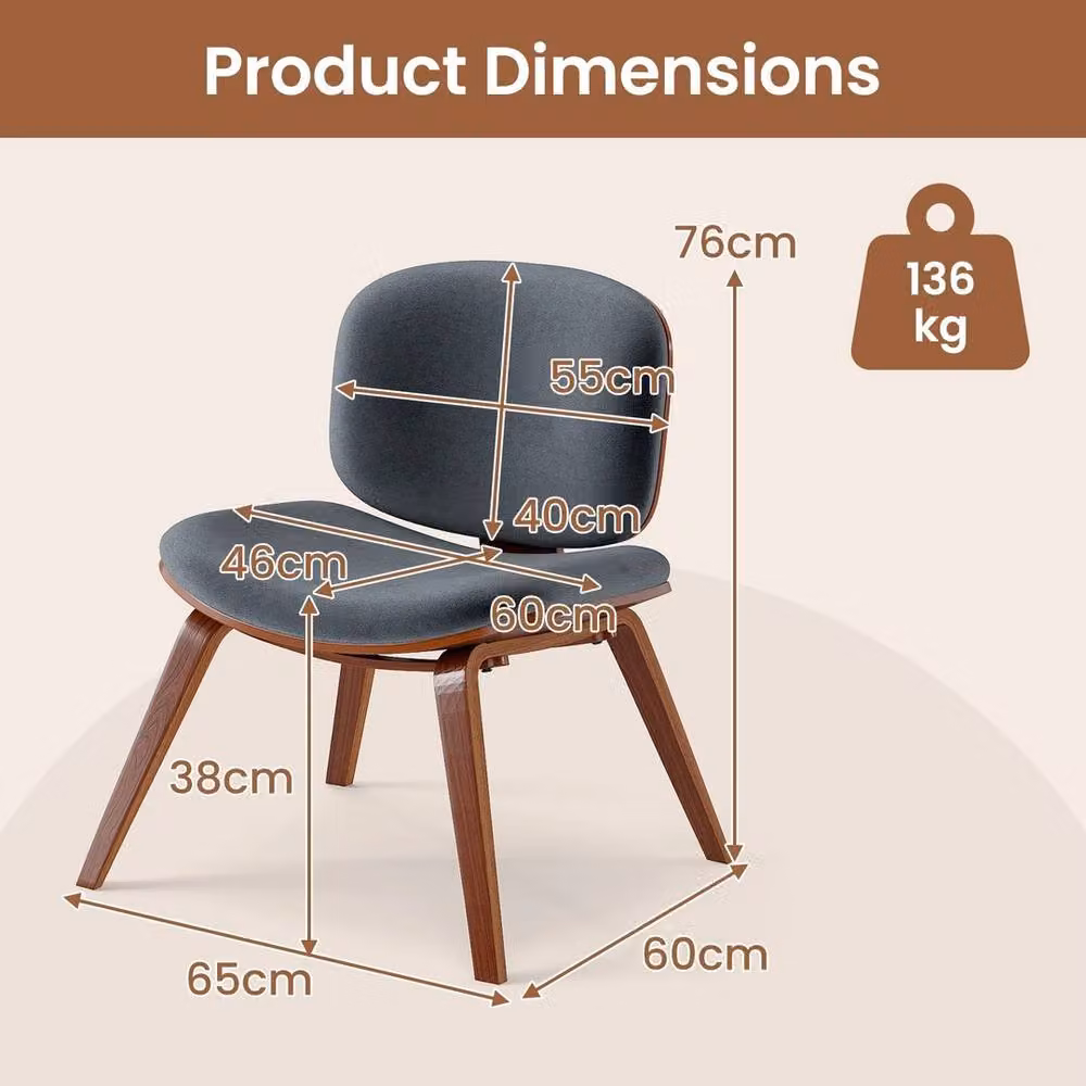 FORGEVIO Modern Accent Chair with Padded Fabric Seat in Brown and Multicolour – 2
