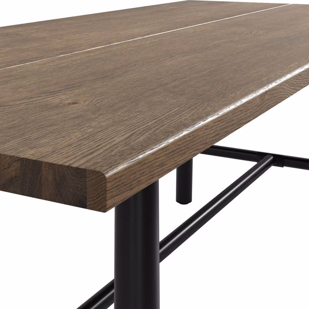 Lemon Pavilion Furniture Louie Indoor Dining Table, Brown Wood and Metal Rectangular Industrial Design, W/D/H: 200 x 89 x 76 cm – 2