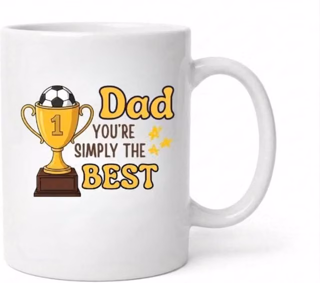 Dyzi Dad Youre Simply The Best Ceramic Coffee Mug in White and Gold