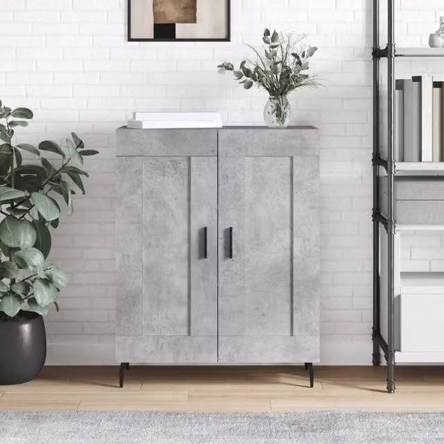 Berkfield Home Sideboard in Concrete Grey, MDF, W: 69.5 cm, D: 34 cm, H: 90 cm