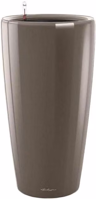 Lechuza Rondo Round Tall Self-Watering Planter in Beige and Brown