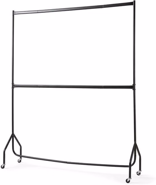 PAWNORA Heavy Duty Two Tier Metal Clothes Rail in Matt Black – 1