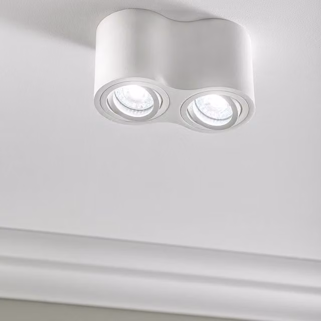 CGC Lighting Sasha White Twin Curved Ceiling Duo Down Spotlights in Aluminium