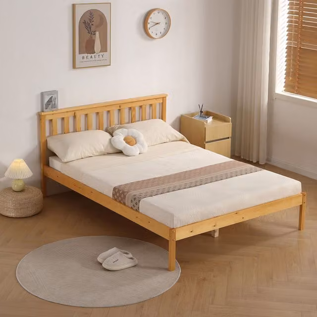Comfy Living Ltd Low Footend Solid Wood Bed Frame in Brown, Size: Single (W: 100 cm, D: 200 cm) – 1