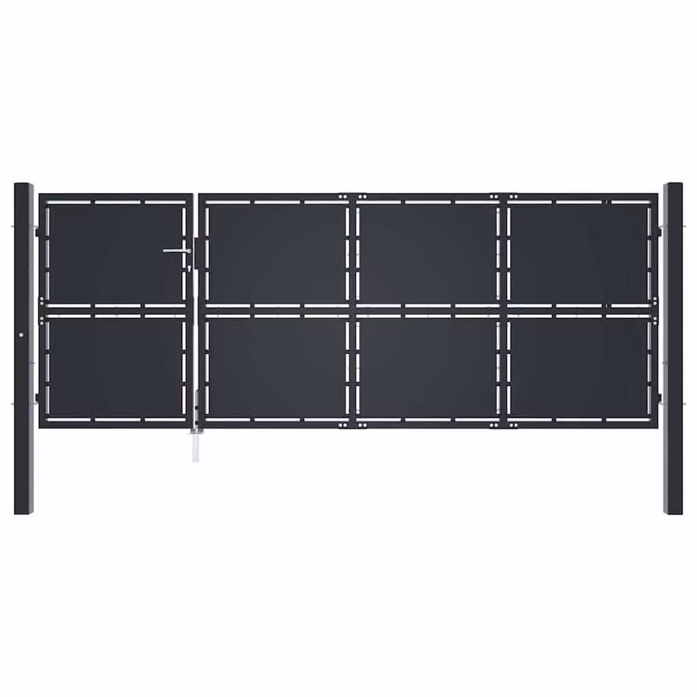Berkfield Home Steel Swing Garden Gate in Anthracite Grey, W: 350 cm, H: 125 cm – 3