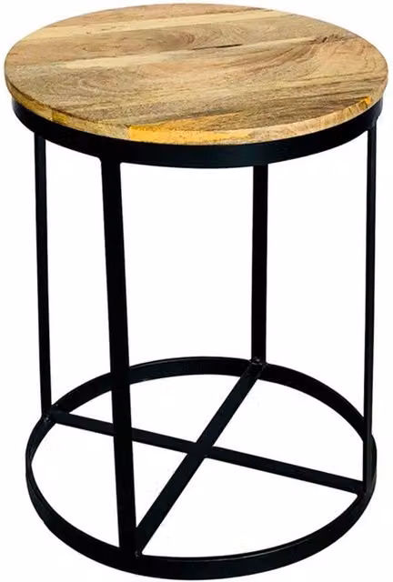 Jaipur Furniture Ltd Ravi Top Large Round Stool in Brown Mango Wood, W47 x D47 x H60 cm