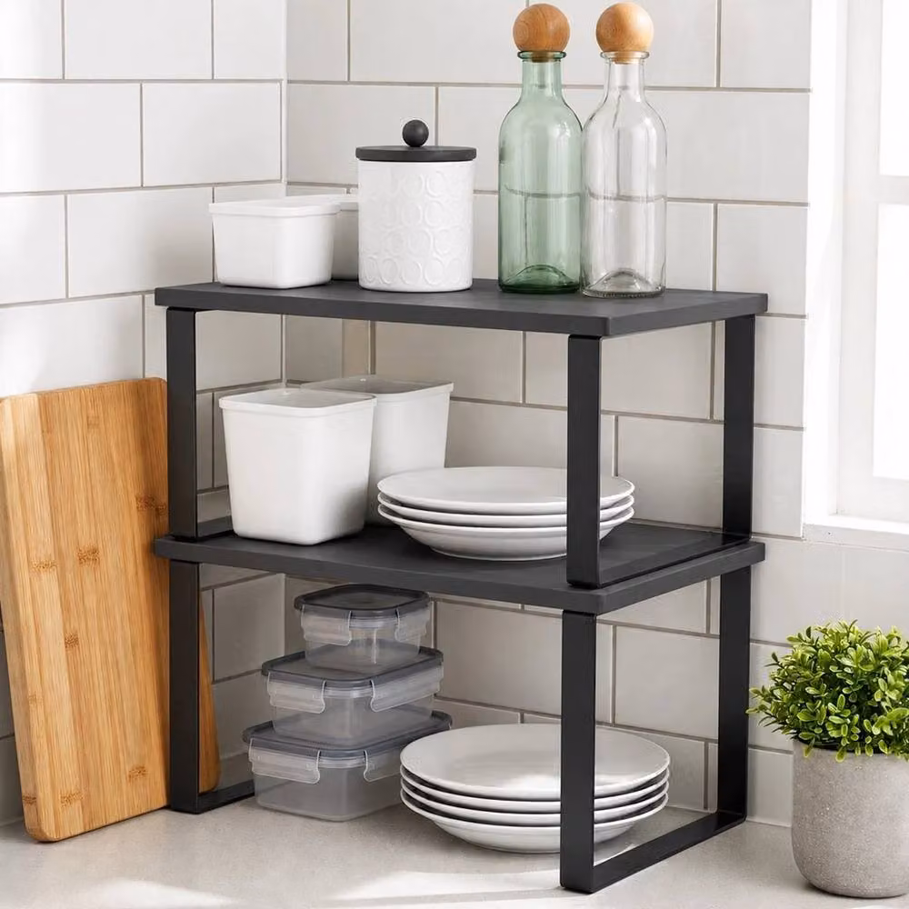 Kelvenix Black Expandable and Stackable Spice Rack Set of 2 – 2